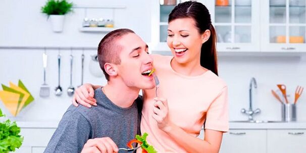 woman feeds male products to increase potency